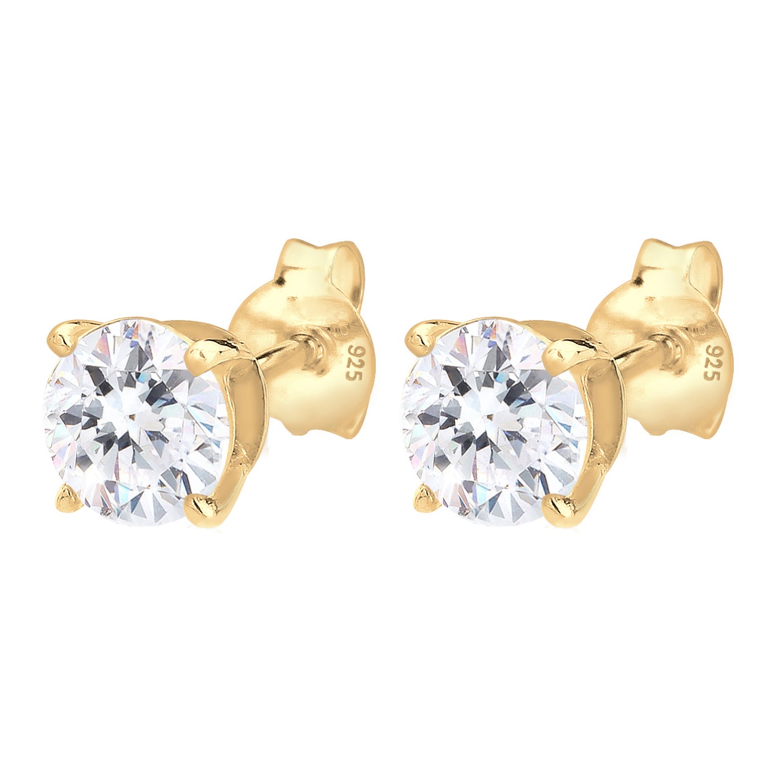 Gold Perhiasan Wanita Perak Asli - Silver Anting Classic Crystal Gold Plated