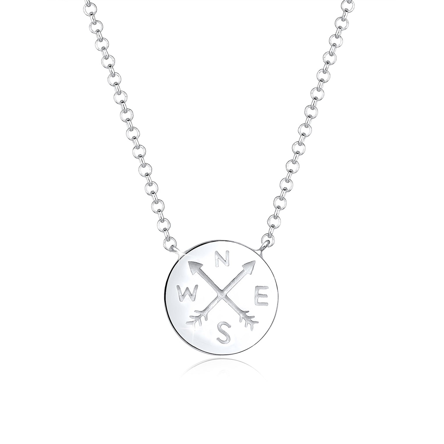 Silver Perhiasan Wanita Perak Asli - Silver Kalung  Arrow Compass Talisman Travel Wanderlust