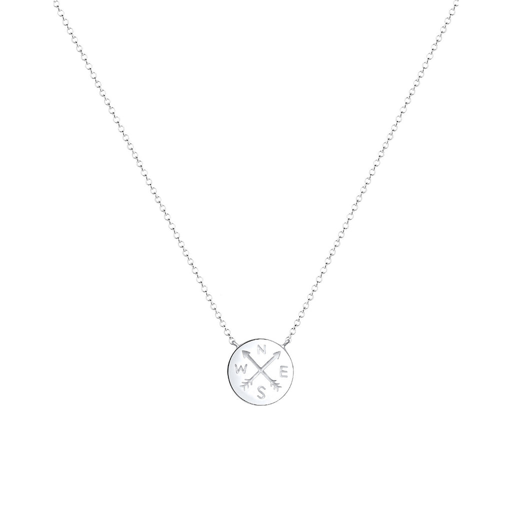 Silver Perhiasan Wanita Perak Asli - Silver Kalung  Arrow Compass Talisman Travel Wanderlust