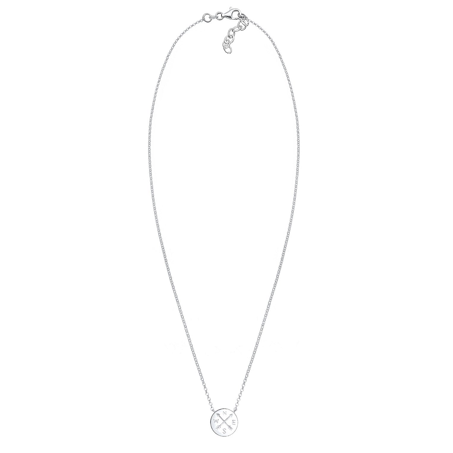 Silver Perhiasan Wanita Perak Asli - Silver Kalung  Arrow Compass Talisman Travel Wanderlust