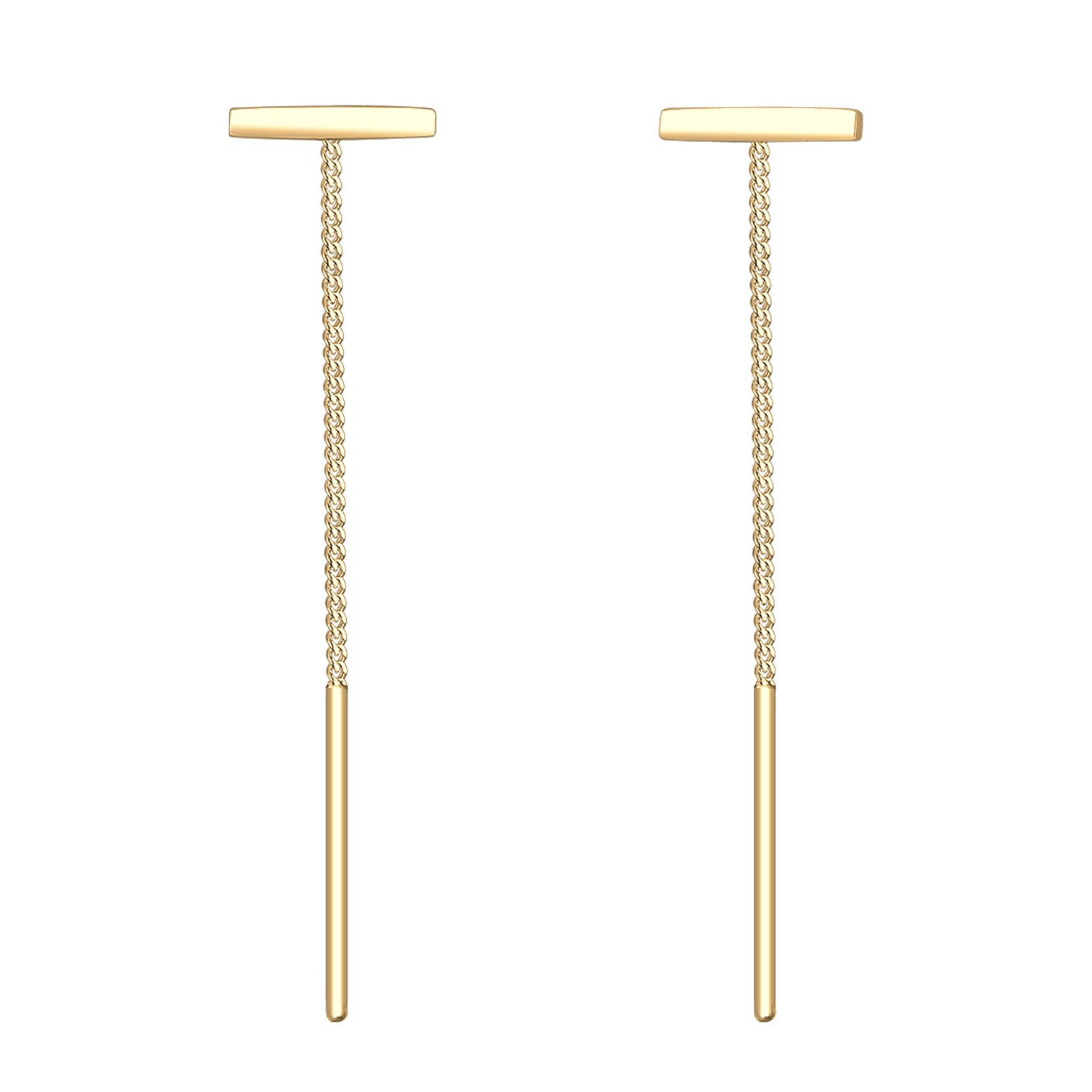Gold Perhiasan Wanita Perak Asli - Silver Anting Chain Geo Minimalis Gold Plated