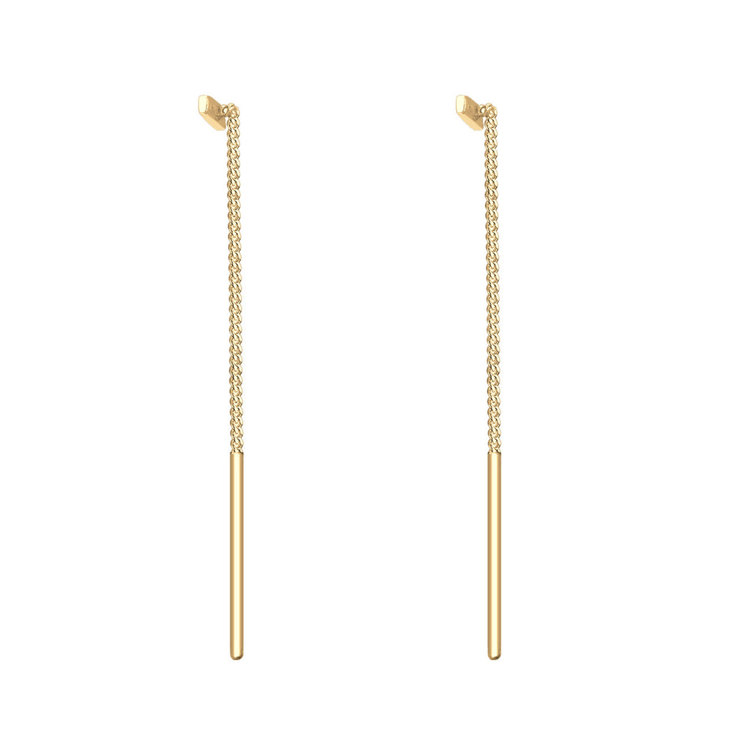 Gold Perhiasan Wanita Perak Asli - Silver Anting Chain Geo Minimalis Gold Plated