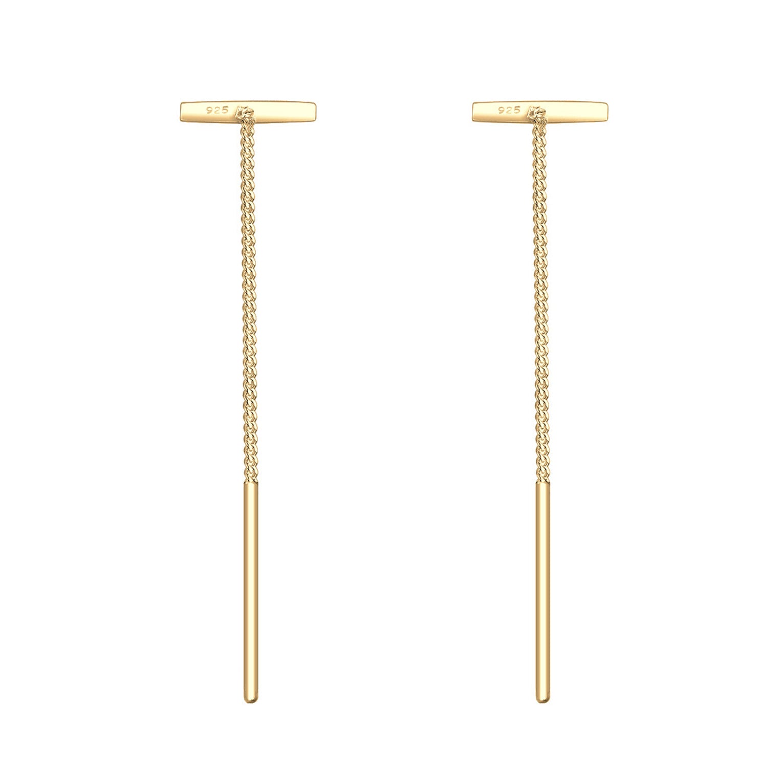 Gold Perhiasan Wanita Perak Asli - Silver Anting Chain Geo Minimalis Gold Plated