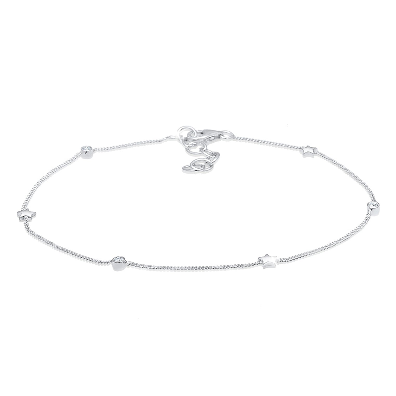 Silver Perhiasan Wanita Perak Asli - Silver Gelang Kaki Bintang Crystal