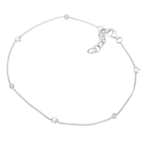 Gelang kaki perak 925 dengan kristal elegan Elli Jewelry