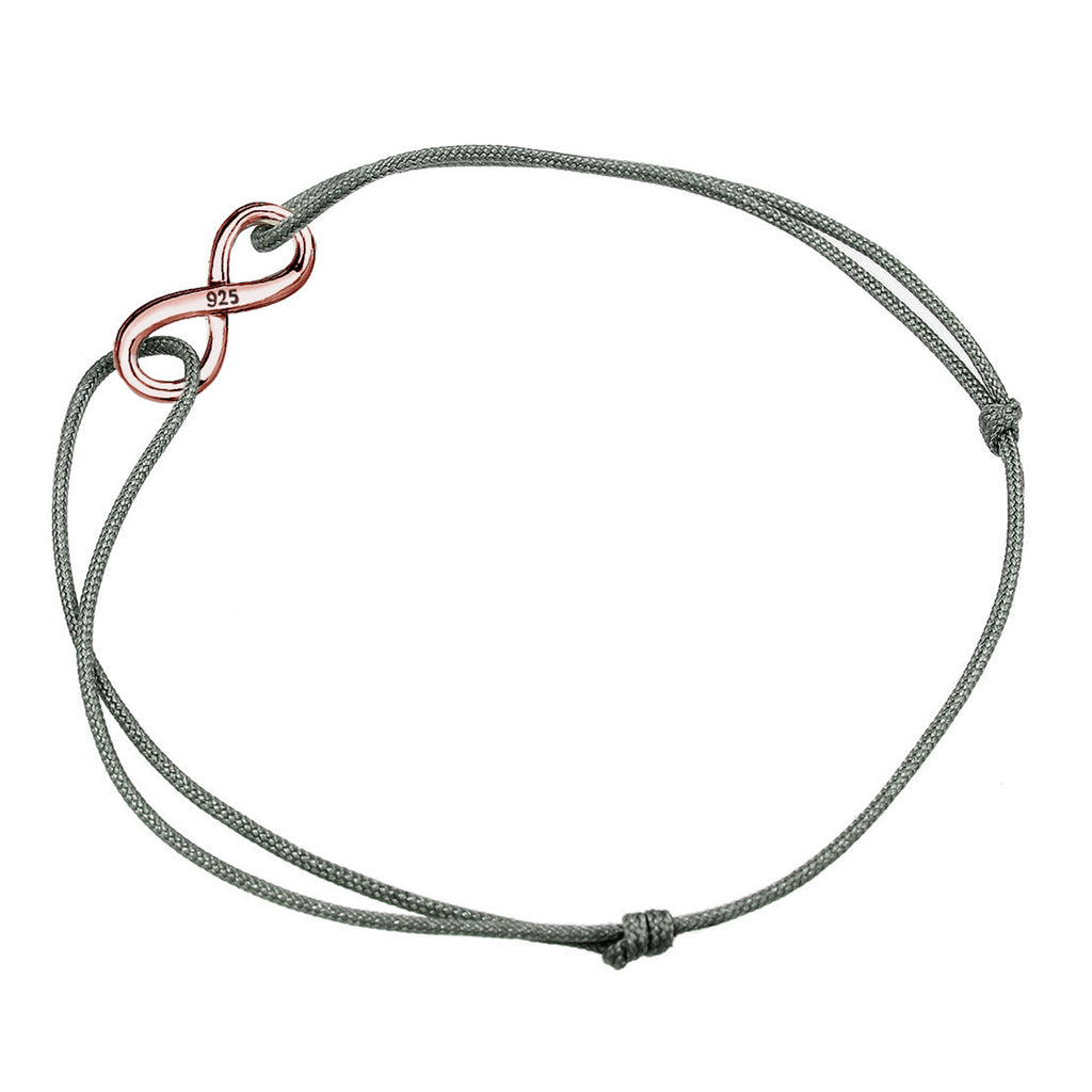 Rosegold Perhiasan Wanita Perak Asli - Silver Gelang Infinity Nylon Rosegold Plated
