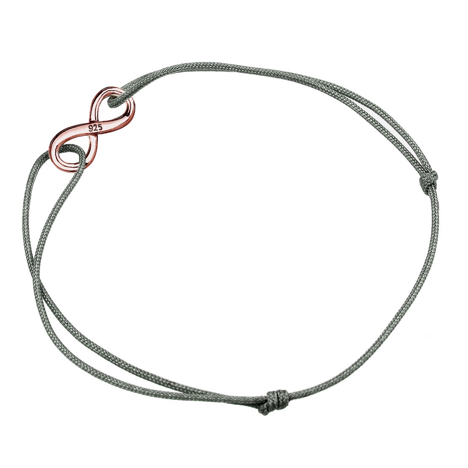 Rosegold Perhiasan Wanita Perak Asli - Silver Gelang Infinity Nylon Rosegold Plated