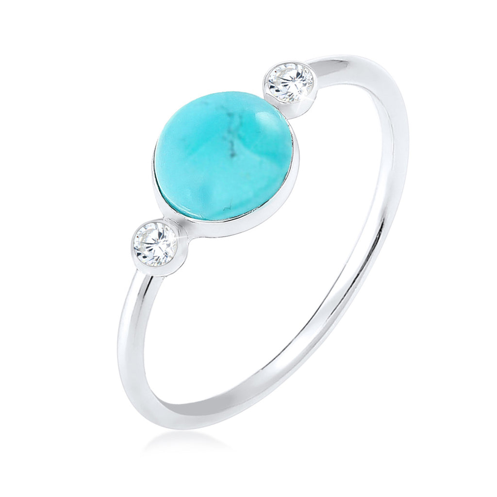 Silver Perhiasan Wanita Perak Asli - Silver Cincin Boho Howlite Trendi