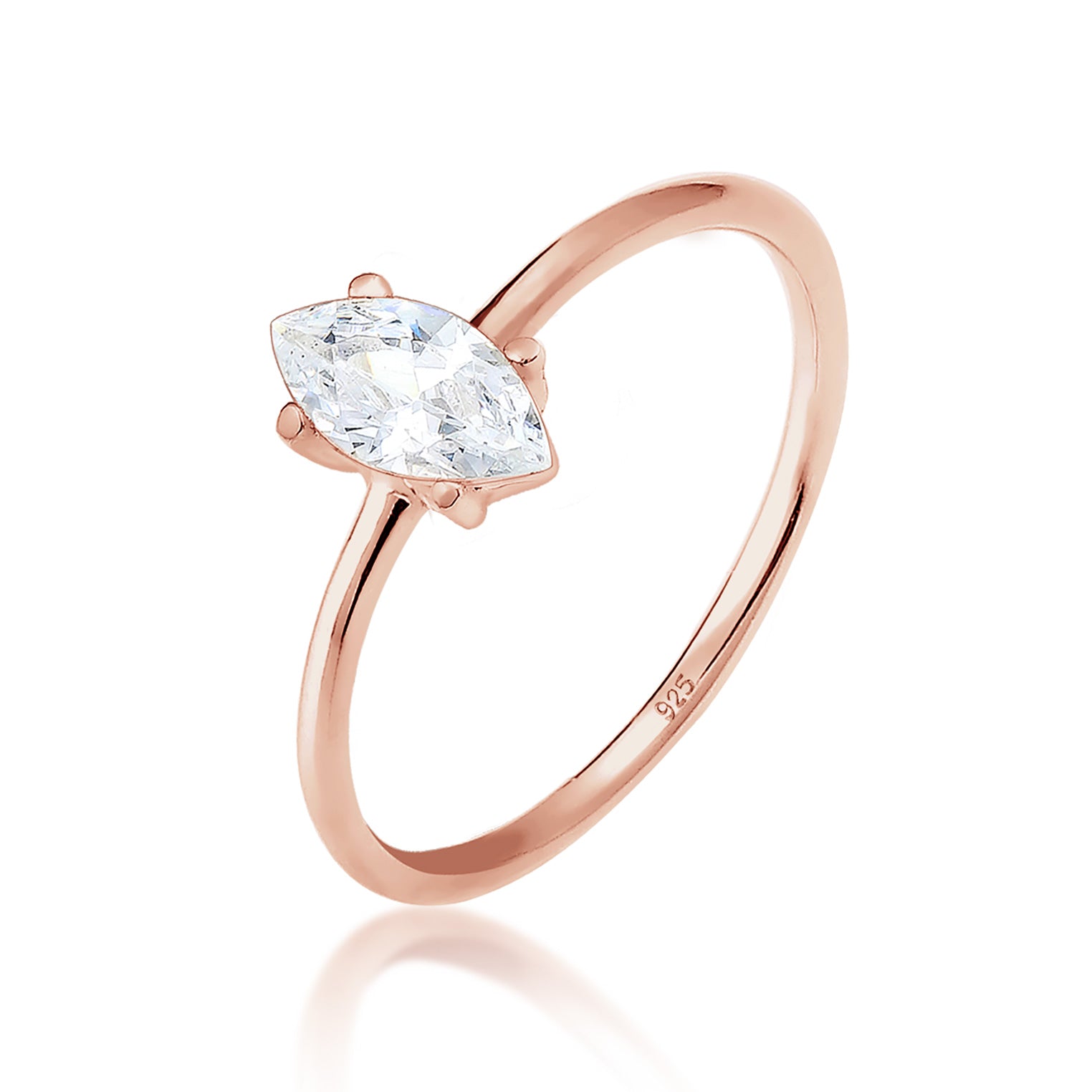 Rosegold Perhiasan Wanita Perak Asli - Silver Cincin Zirconia Klasik Rosegold Plated