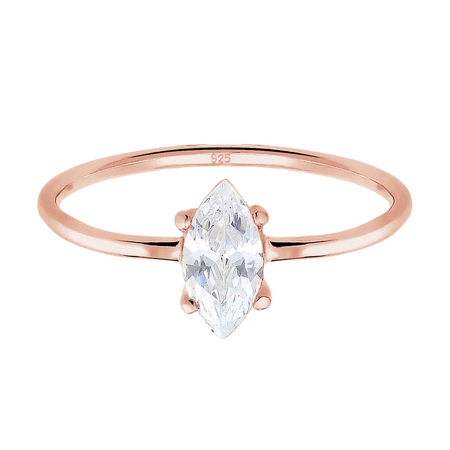 Rosegold Perhiasan Wanita Perak Asli - Silver Cincin Zirconia Klasik Rosegold Plated