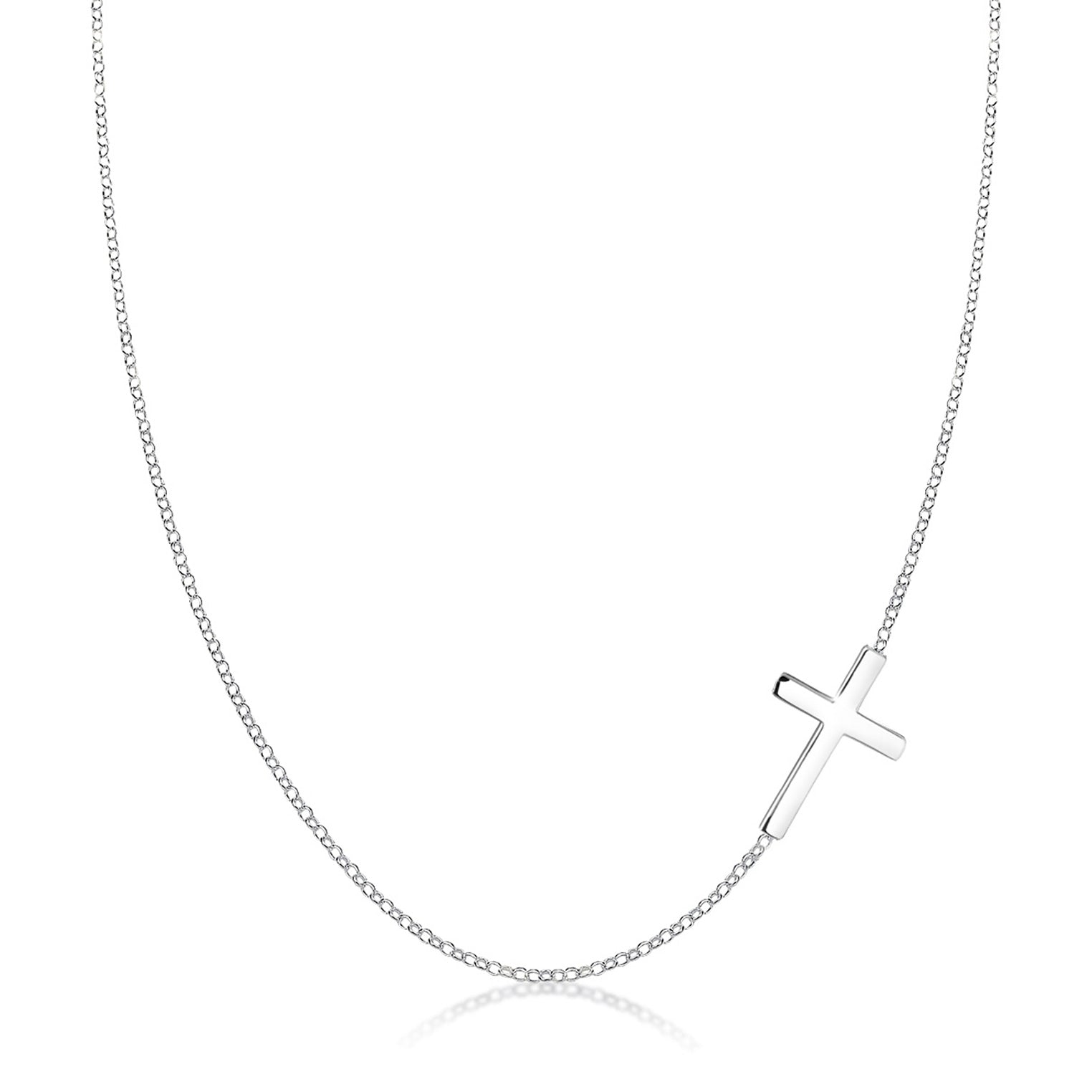 Silver Perhiasan Wanita Perak Asli - Silver Kalung  Cross Religion Basic