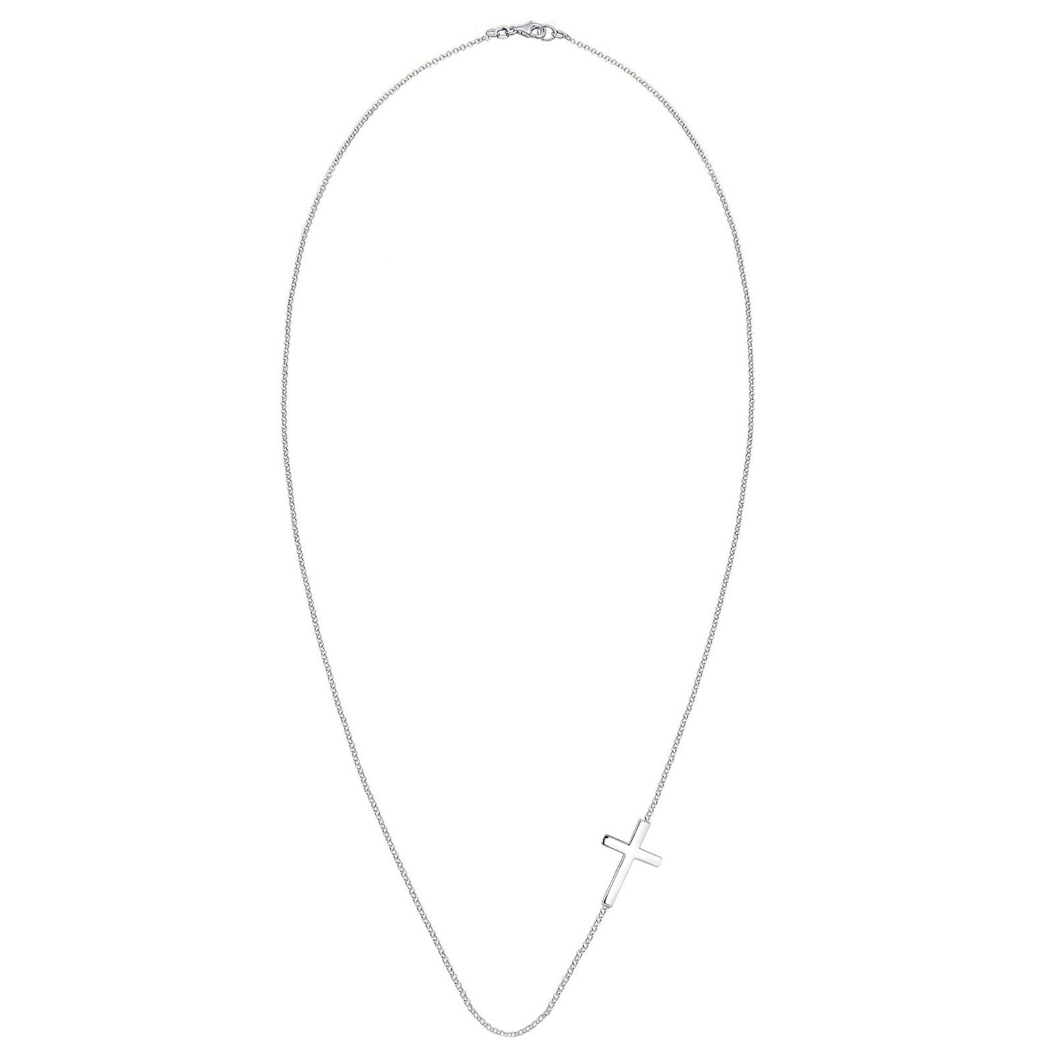 Silver Perhiasan Wanita Perak Asli - Silver Kalung  Cross Religion Basic