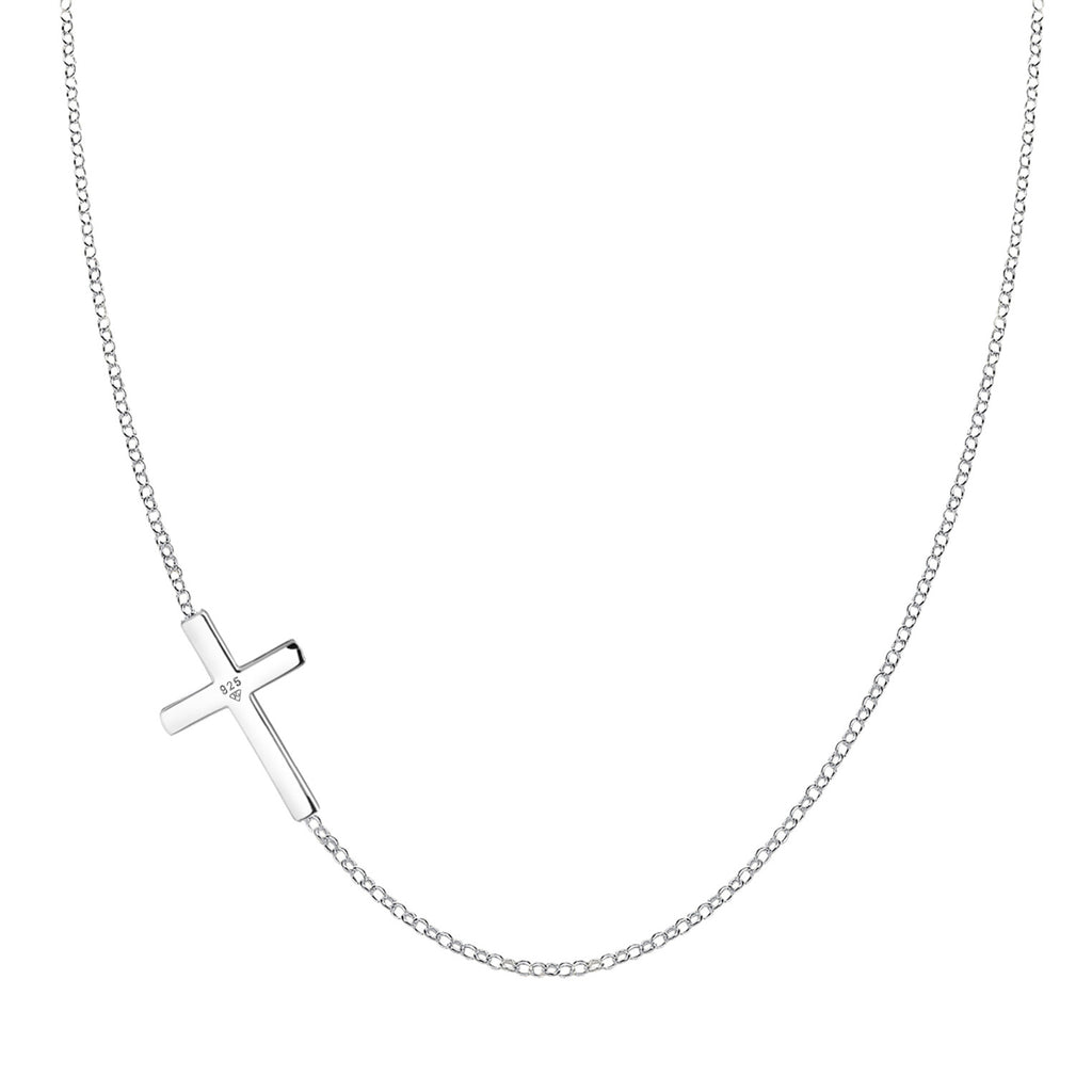 Silver Perhiasan Wanita Perak Asli - Silver Kalung  Cross Religion Basic