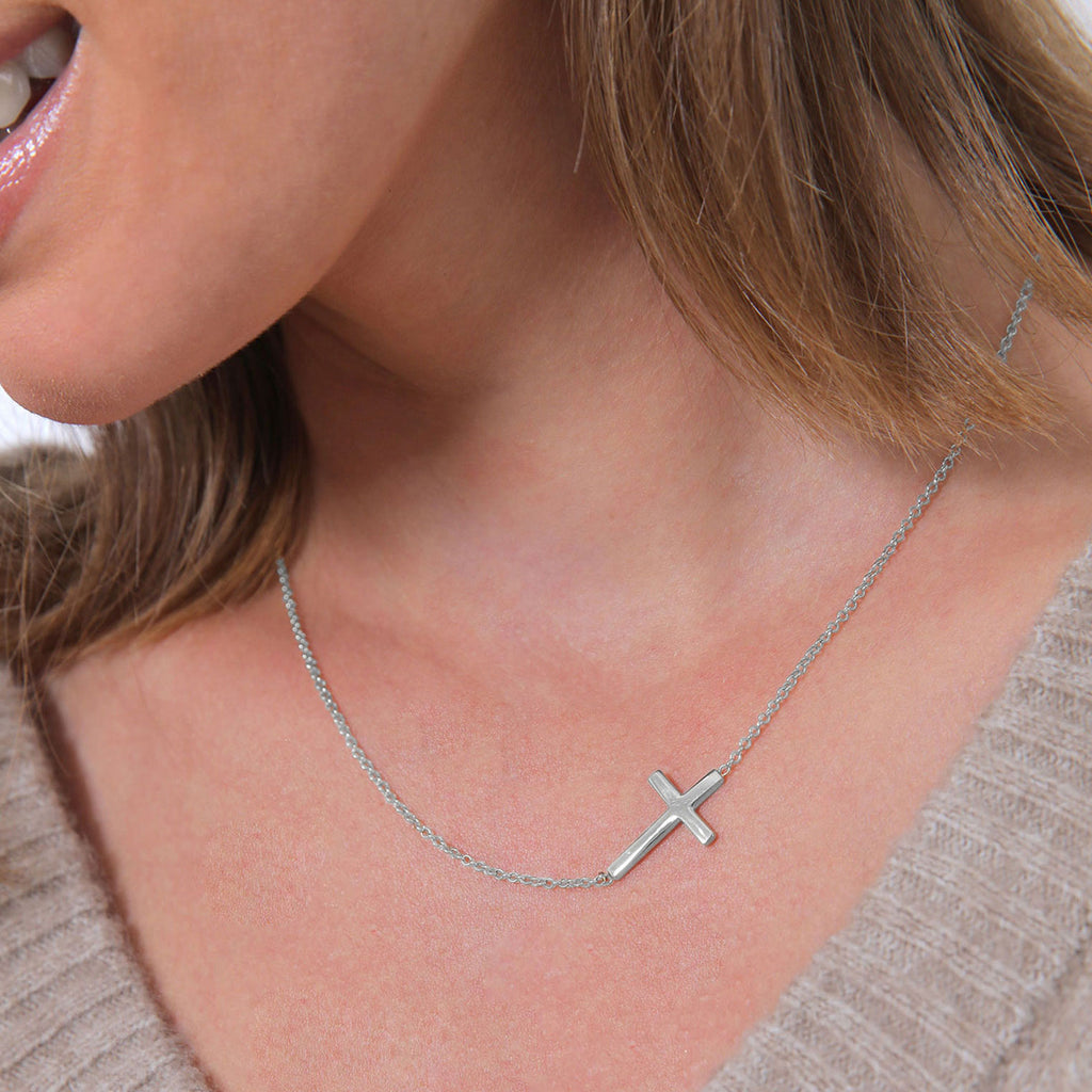 Silver - Elli | Sideways Cross Necklace 925 Silver