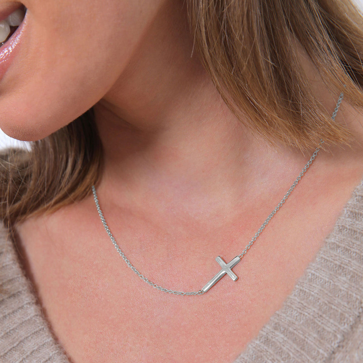 Silver - Elli | Sideways Cross Necklace 925 Silver