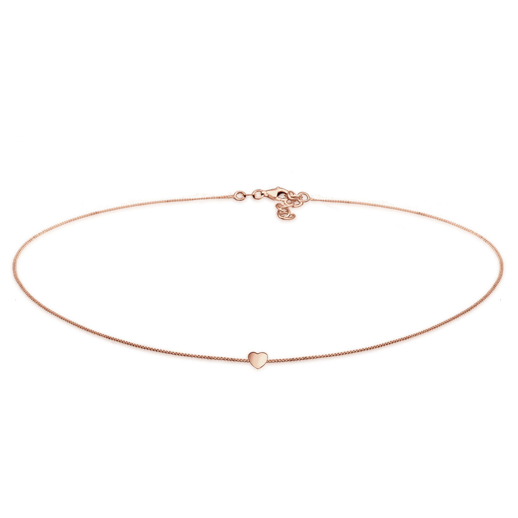 Rosegold Perhiasan Wanita Perak Asli - Silver Kalung  Choker Heart Filigree Lapis Rosegold