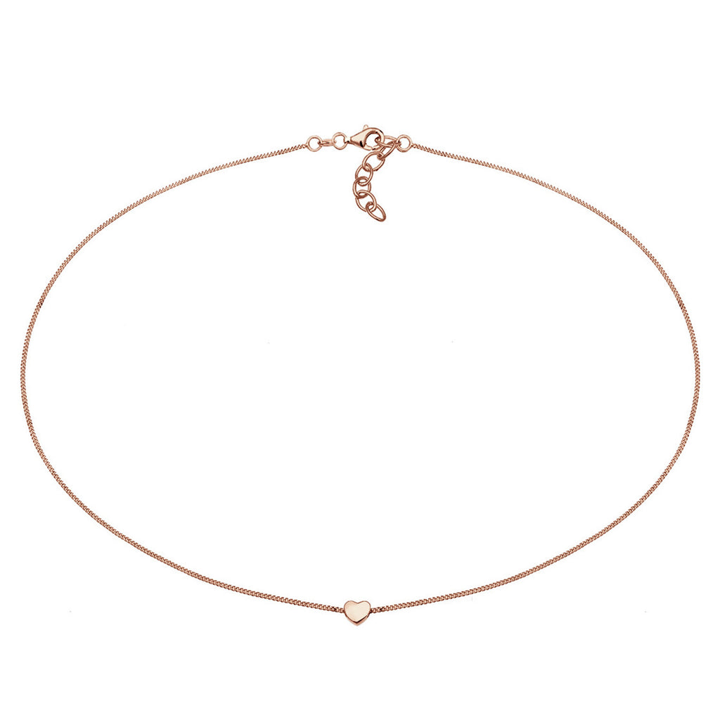 Rosegold Perhiasan Wanita Perak Asli - Silver Kalung  Choker Heart Filigree Lapis Rosegold