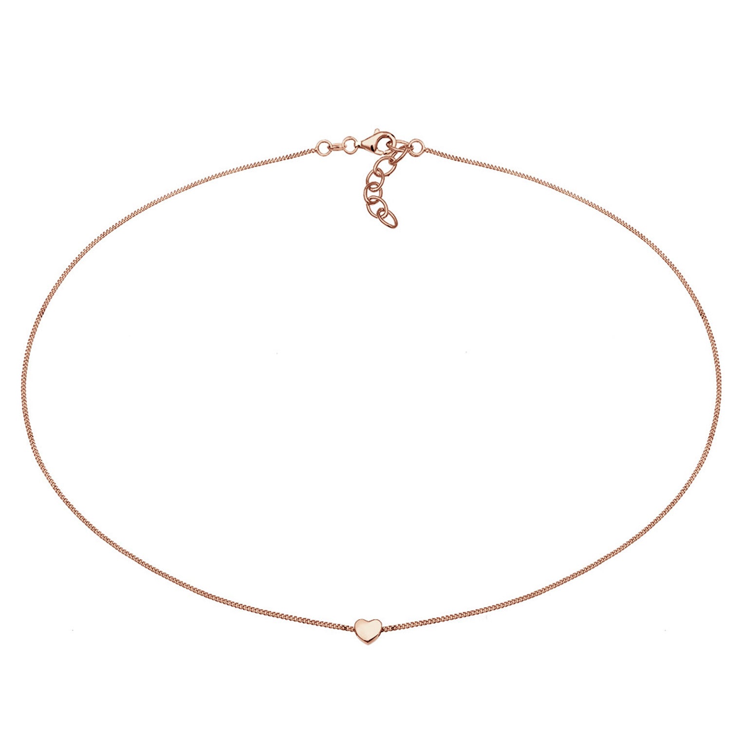 Rosegold Perhiasan Wanita Perak Asli - Silver Kalung  Choker Heart Filigree Lapis Rosegold