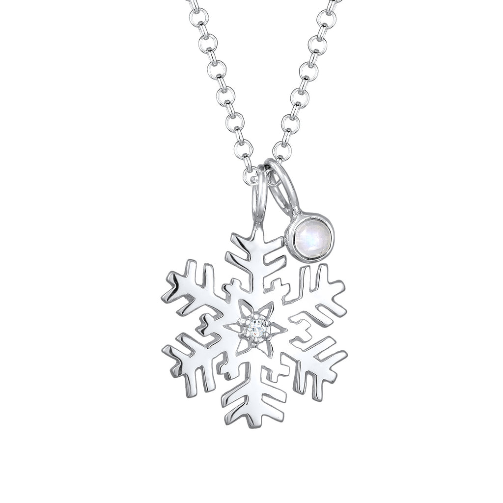 Silver Perhiasan Wanita Perak Asli - Silver Kalung   Snowflake Playful Crystals