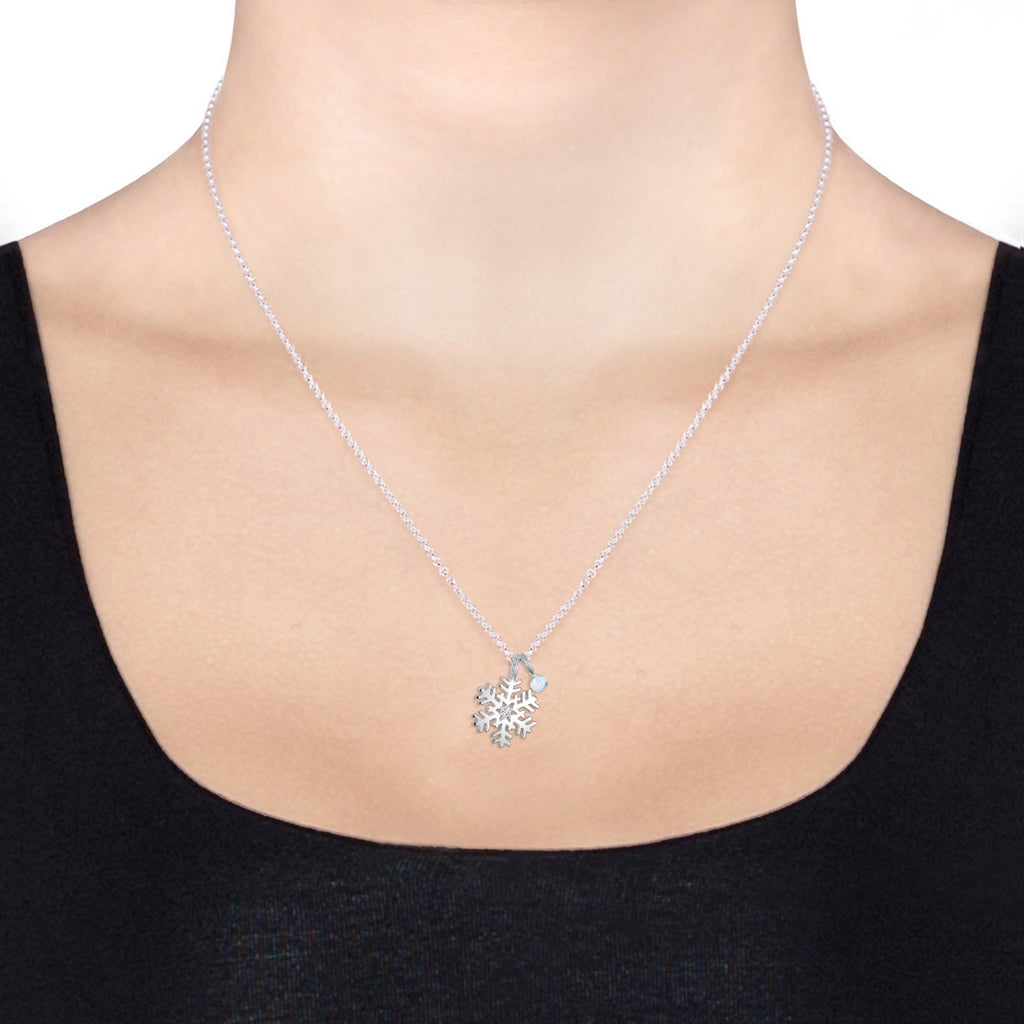 Silver Perhiasan Wanita Perak Asli - Silver Kalung   Snowflake Playful Crystals