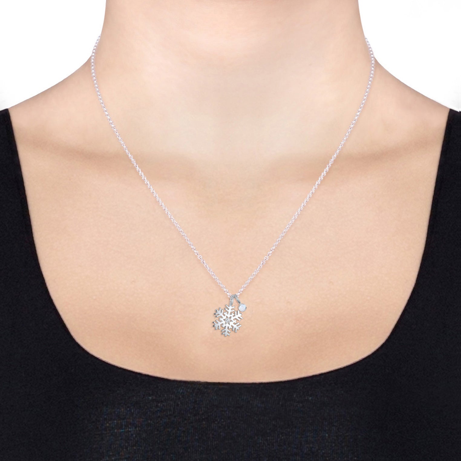 Silver Perhiasan Wanita Perak Asli - Silver Kalung   Snowflake Playful Crystals