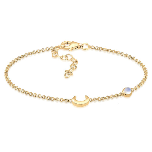 Gelang perak 925 dengan desain bulan sabit dan moonstone elegan Elli Jewelry