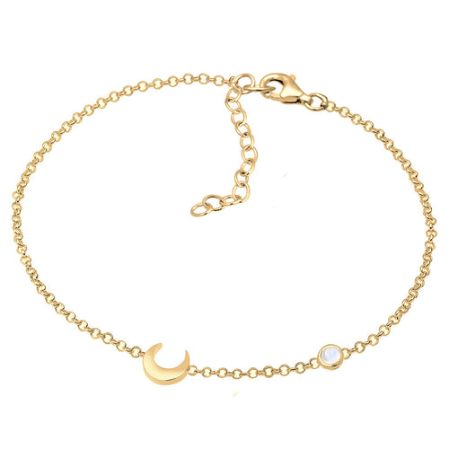 Gelang perak 925 dengan desain bulan sabit dan moonstone elegan Elli Jewelry