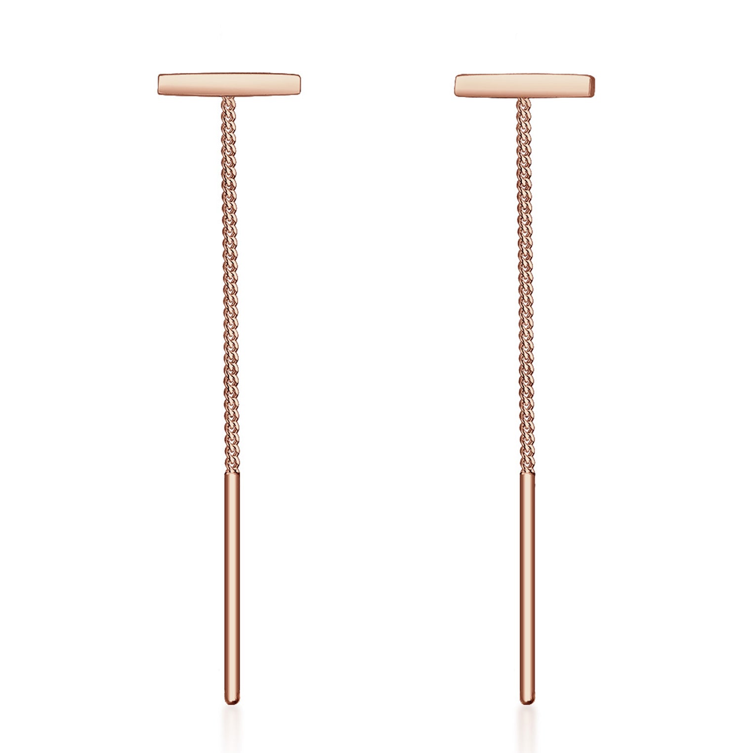 Rosegold Perhiasan Wanita Perak Asli - Silver Anting Chain Geo Minimalis Rosegold Plated