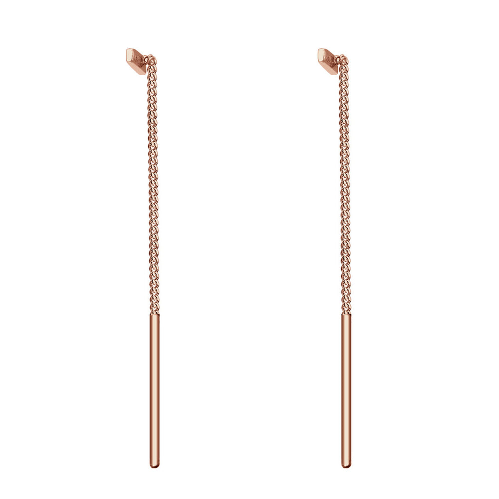 Rosegold Perhiasan Wanita Perak Asli - Silver Anting Chain Geo Minimalis Rosegold Plated