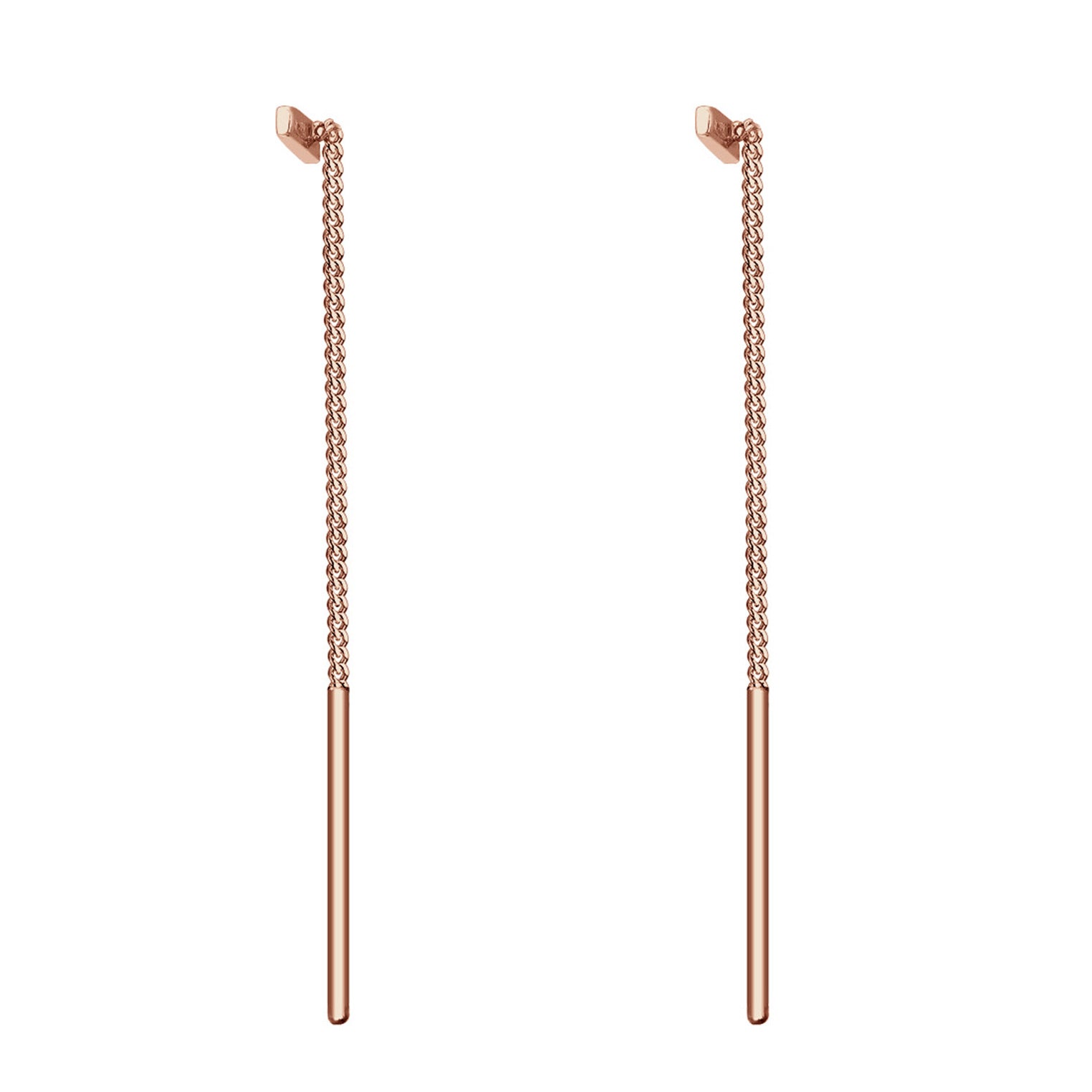 Rosegold Perhiasan Wanita Perak Asli - Silver Anting Chain Geo Minimalis Rosegold Plated