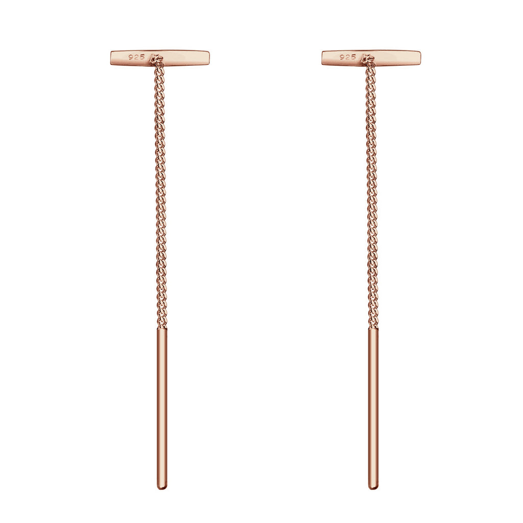 Rosegold Perhiasan Wanita Perak Asli - Silver Anting Chain Geo Minimalis Rosegold Plated