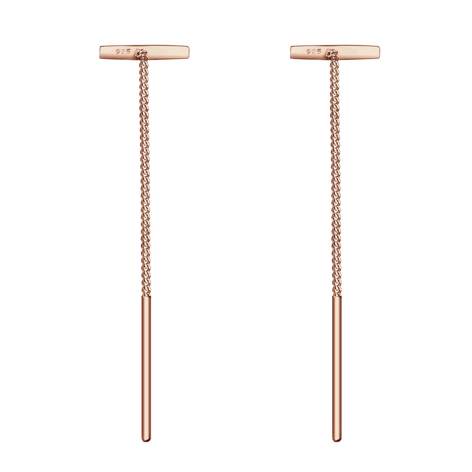 Rosegold Perhiasan Wanita Perak Asli - Silver Anting Chain Geo Minimalis Rosegold Plated