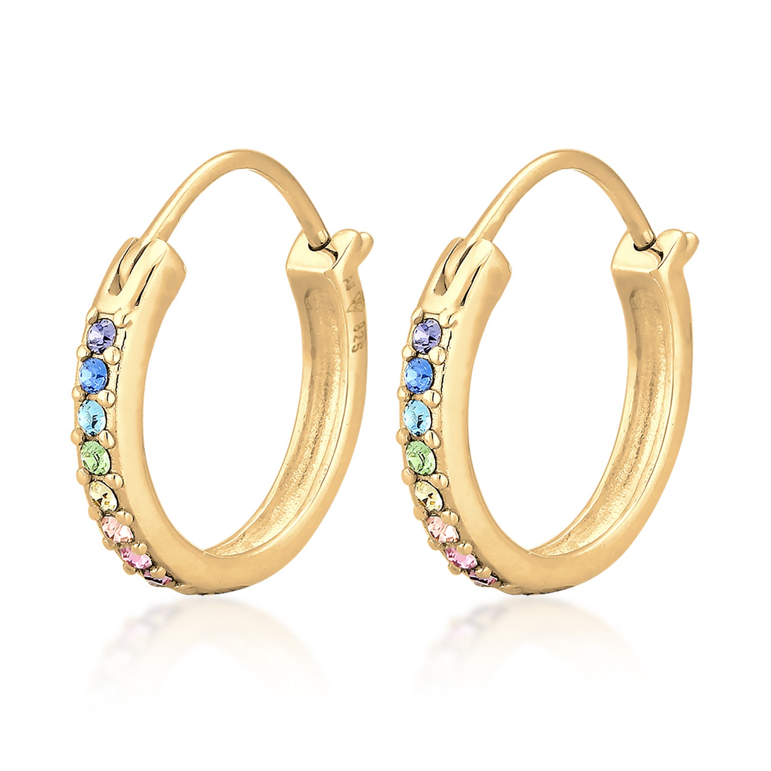 Gold Perhiasan Wanita Perak Asli - Silver Anting Creol ColorFul Crystal Gold Plated