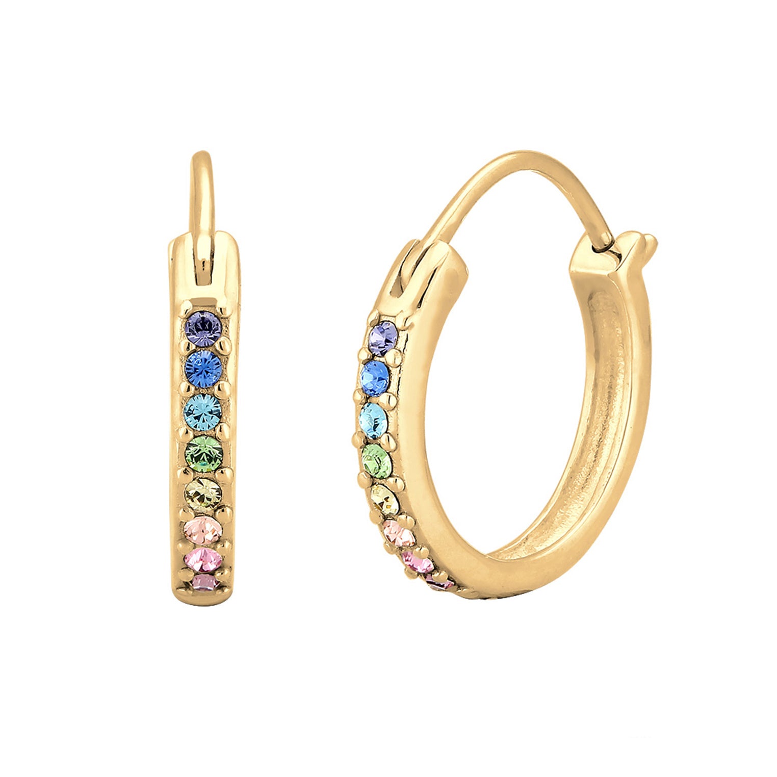Gold Perhiasan Wanita Perak Asli - Silver Anting Creol ColorFul Crystal Gold Plated