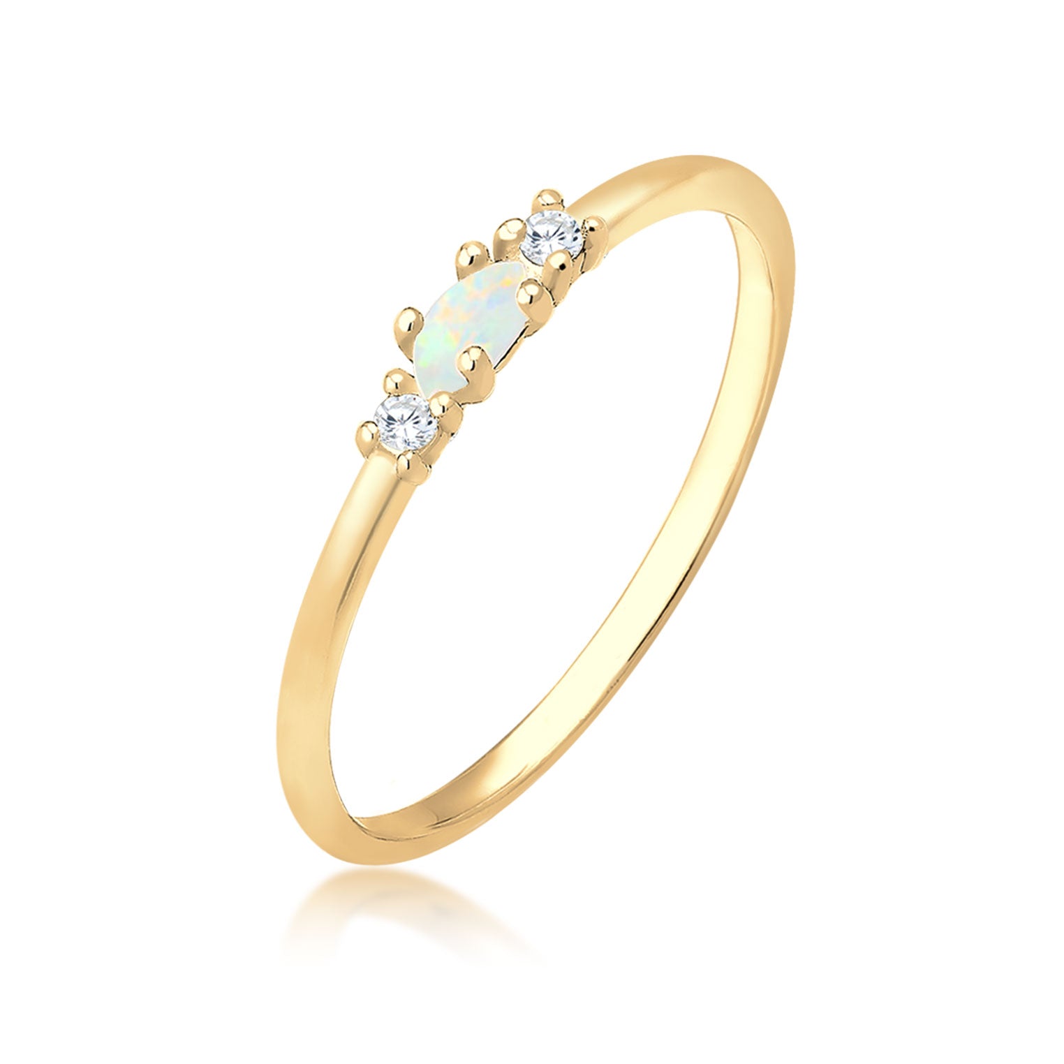 Gold Perhiasan Wanita Perak Asli - Silver Cincin Vintage Opal and Zirconia Gold Plated
