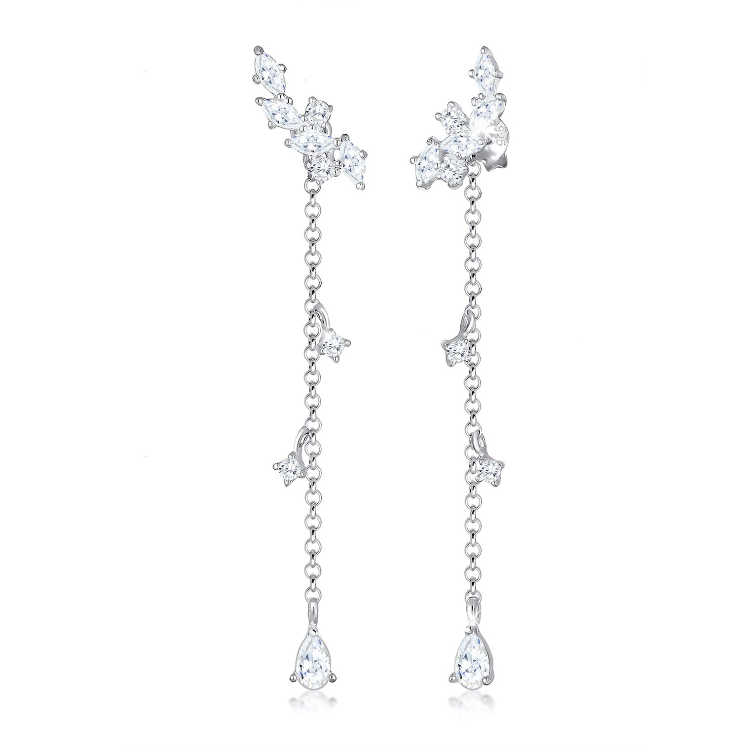 Silver Anting Perhiasan Perak 925 Wanita Hanger Long Zirconia