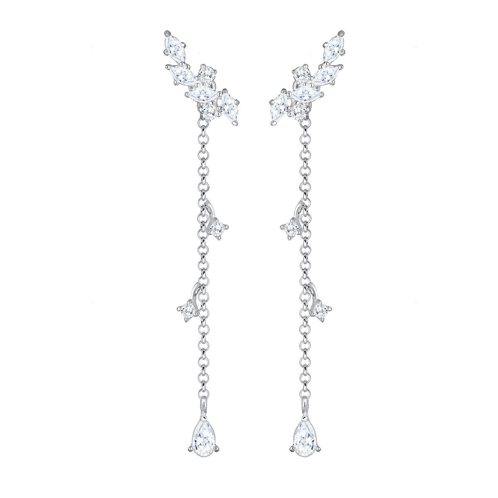 Silver Anting Perhiasan Perak 925 Wanita Hanger Long Zirconia