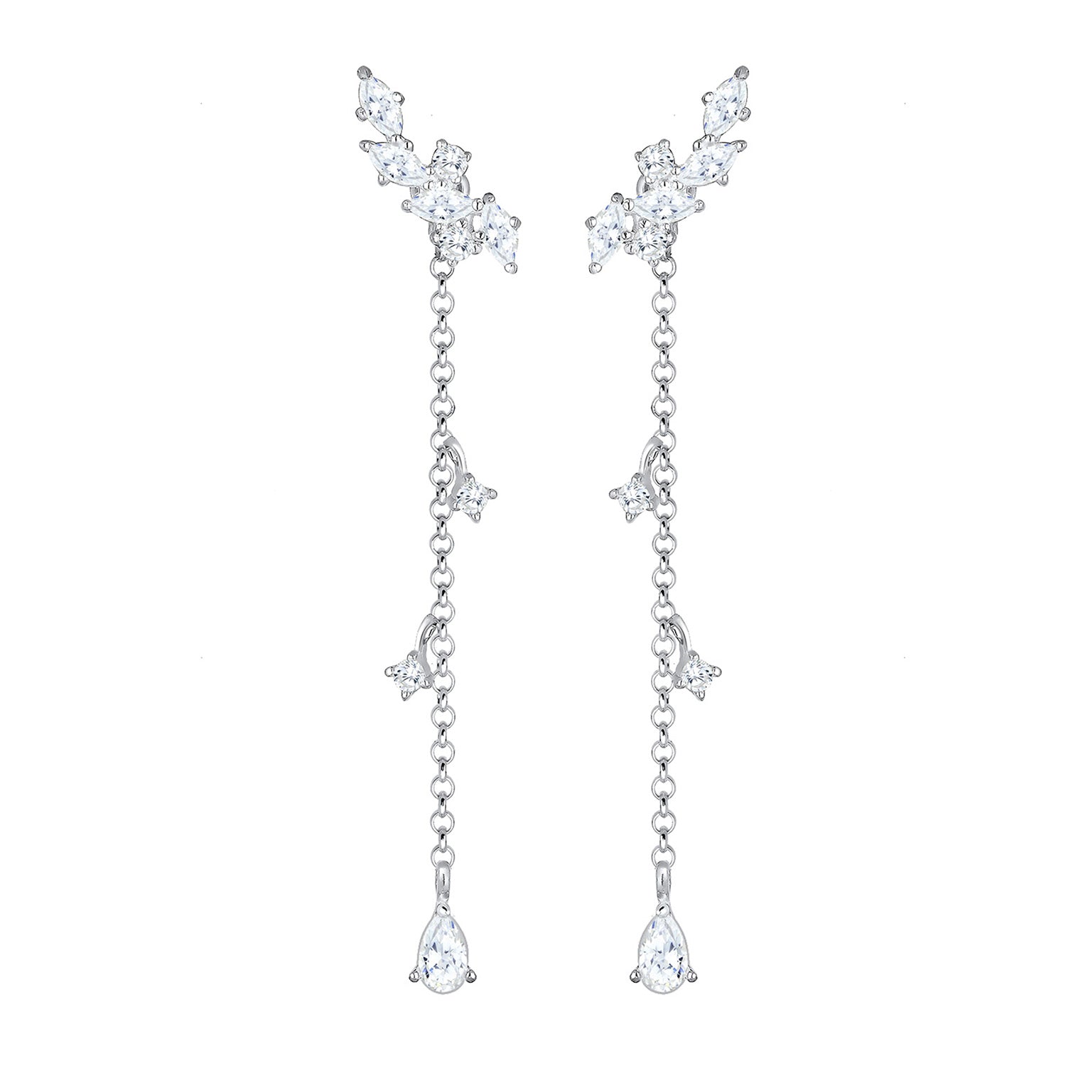 Silver Anting Perhiasan Perak 925 Wanita Hanger Long Zirconia