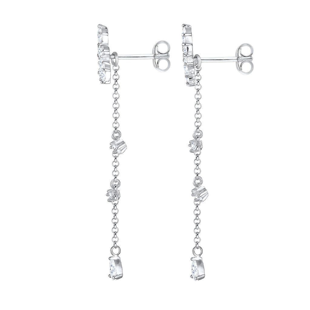 Silver Anting Perhiasan Perak 925 Wanita Hanger Long Zirconia