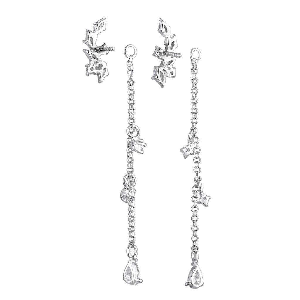 Silver Anting Perhiasan Perak 925 Wanita Hanger Long Zirconia
