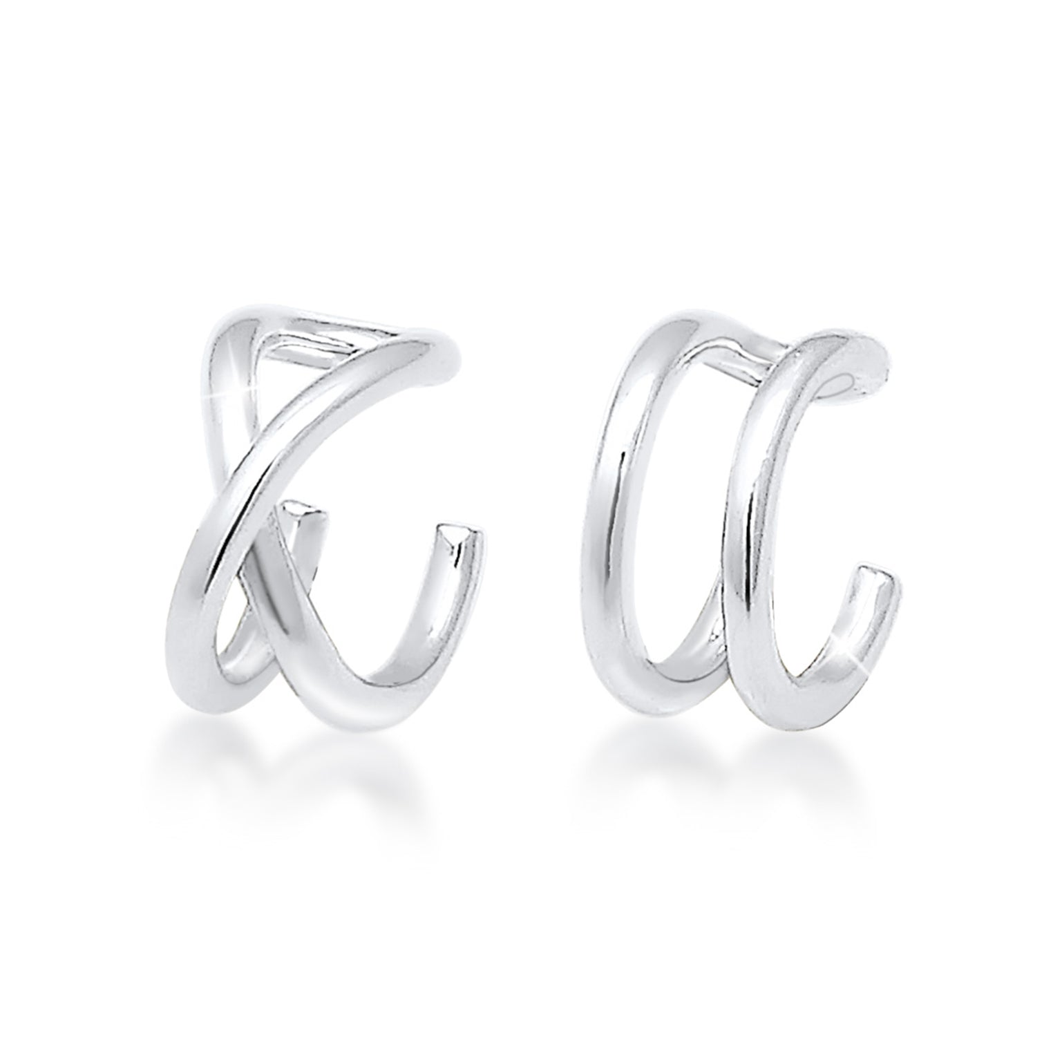 Silver Perhiasan Wanita Perak Asli - Silver Anting Ear Cuff Geo Basic Minimalist