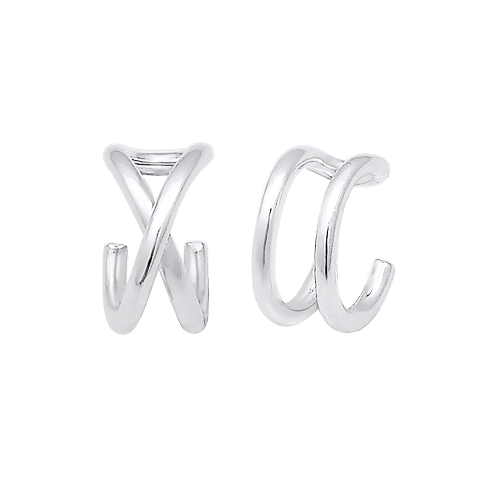 Silver Perhiasan Wanita Perak Asli - Silver Anting Ear Cuff Geo Basic Minimalist