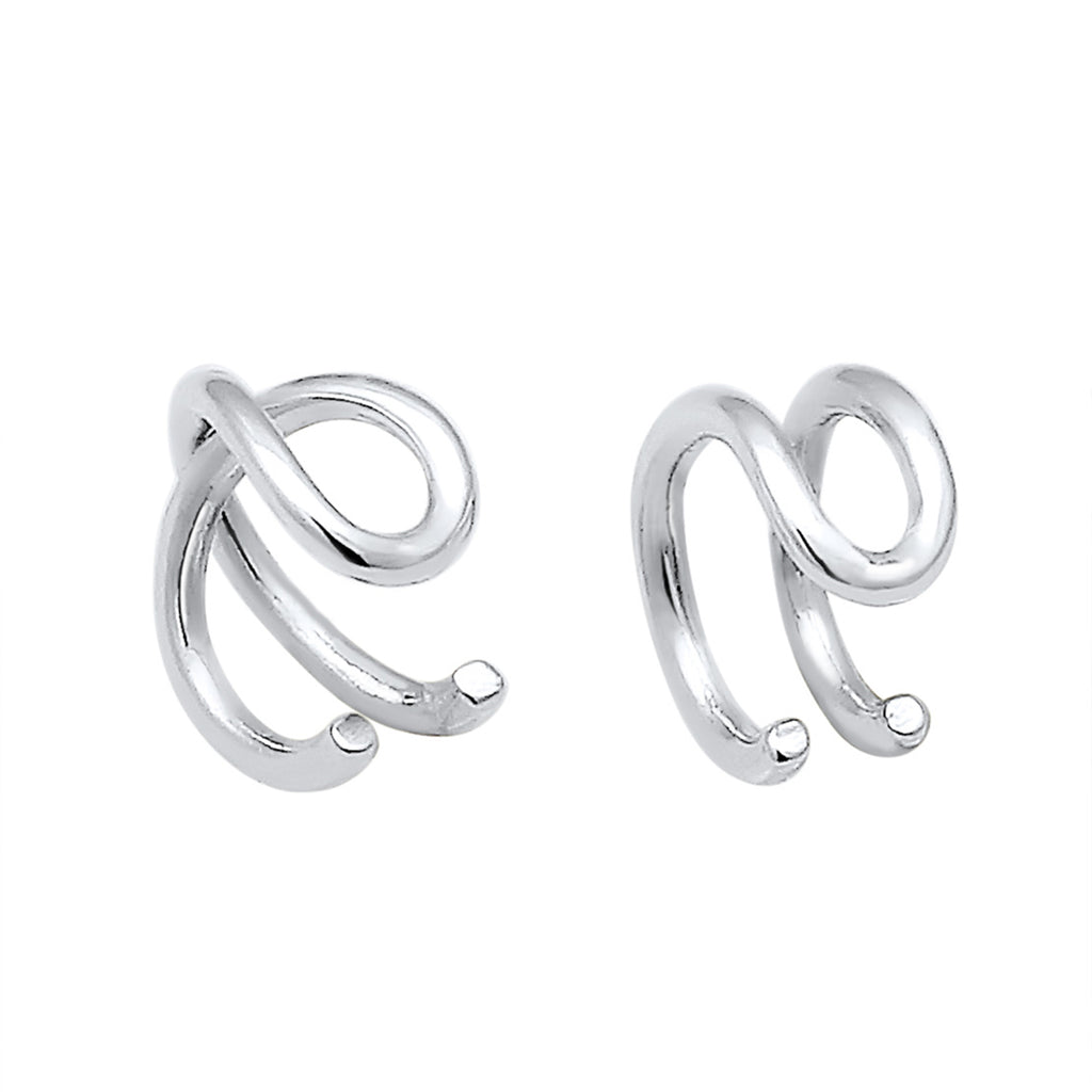 Silver Perhiasan Wanita Perak Asli - Silver Anting Ear Cuff Geo Basic Minimalist