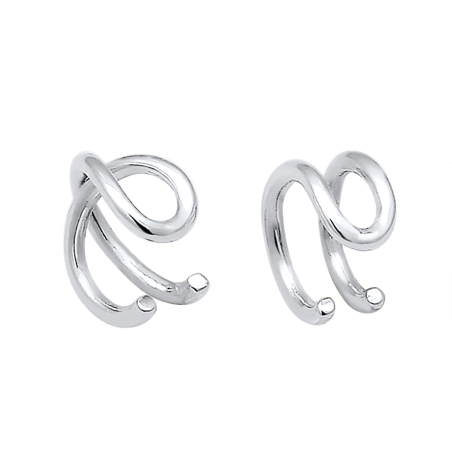 Silver Perhiasan Wanita Perak Asli - Silver Anting Ear Cuff Geo Basic Minimalist