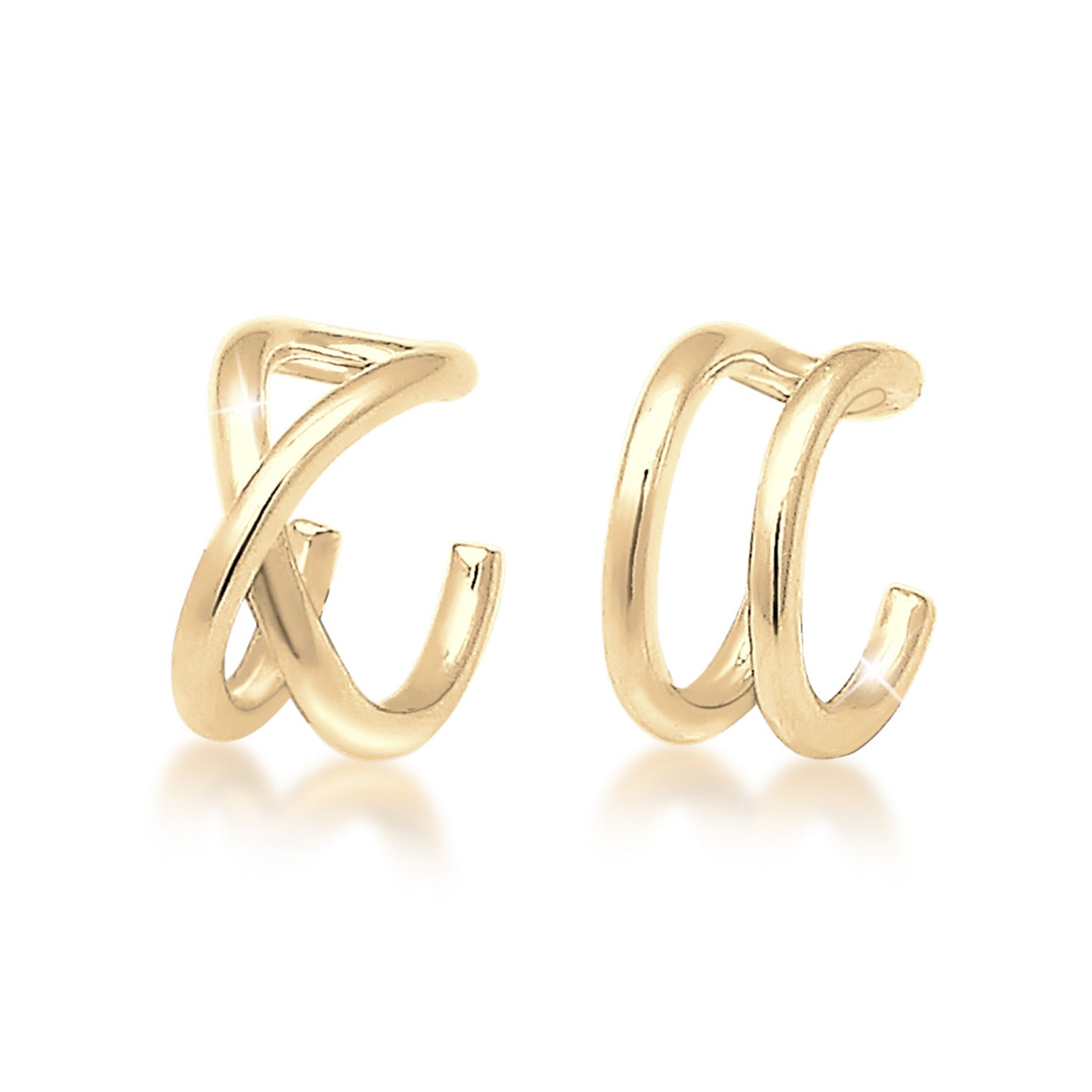 Gold Perhiasan Wanita Perak Asli - Silver Anting Ear Cuff Geo Basic Minimalist Gold Plated