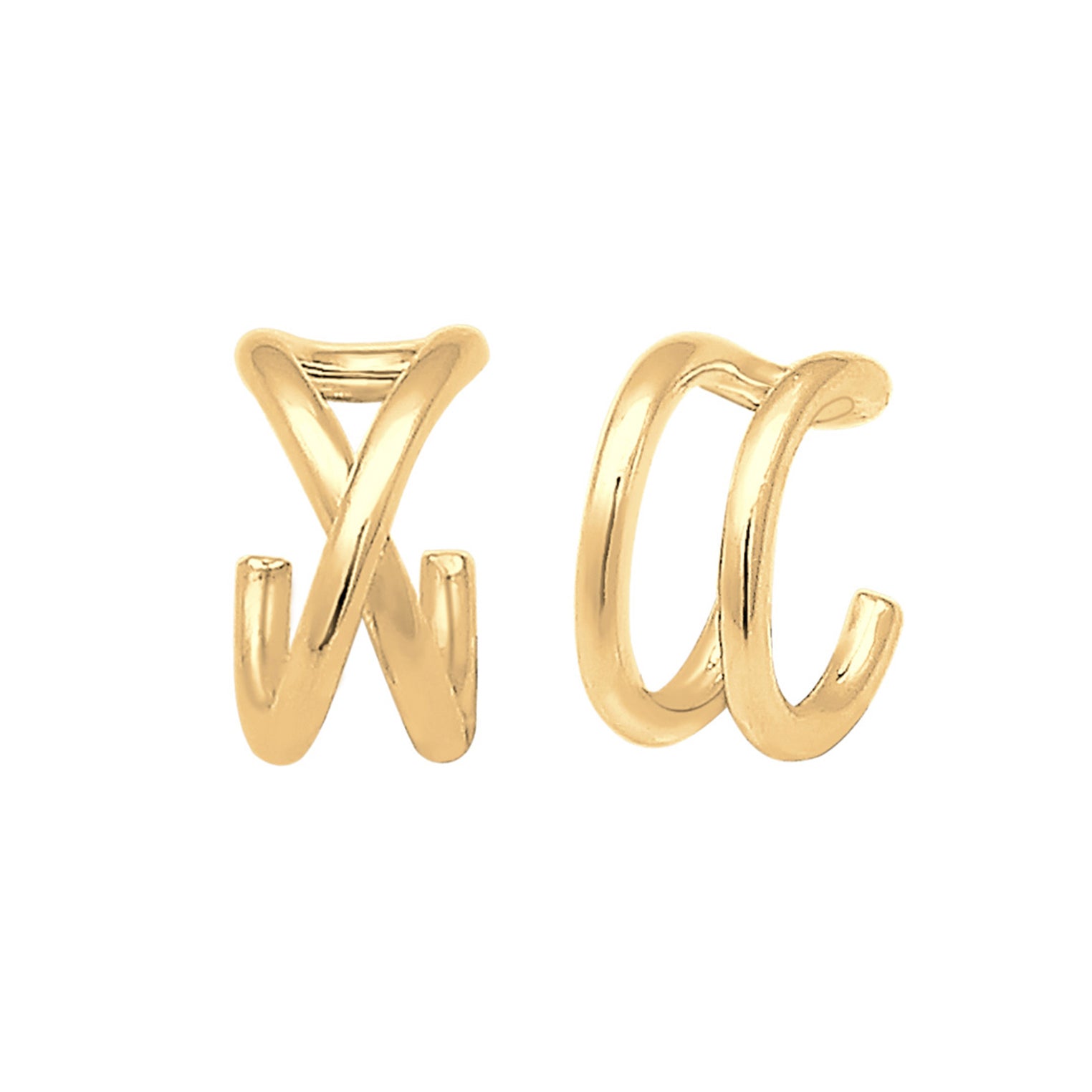 Gold Perhiasan Wanita Perak Asli - Silver Anting Ear Cuff Geo Basic Minimalist Gold Plated