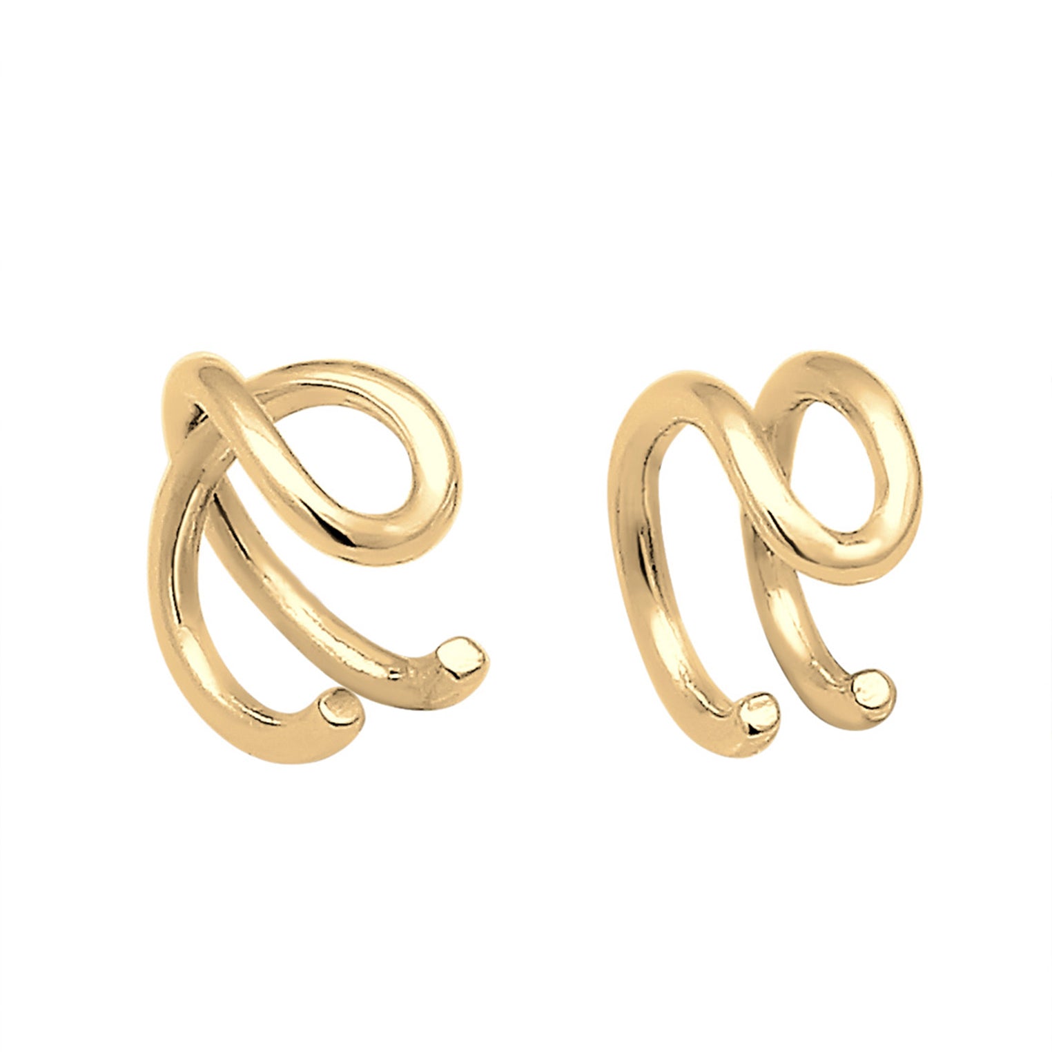 Gold Perhiasan Wanita Perak Asli - Silver Anting Ear Cuff Geo Basic Minimalist Gold Plated