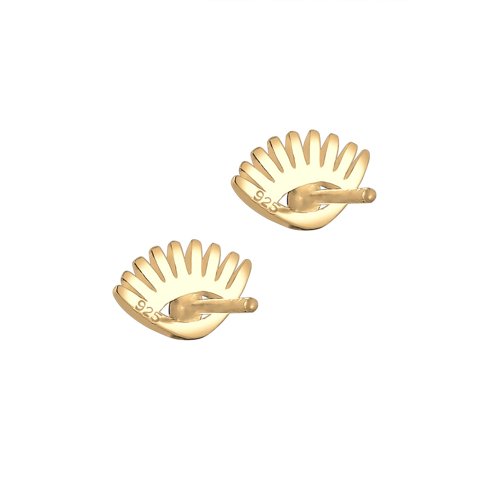 Gold Perhiasan Wanita Perak Asli - Silver Anting Stud Evil Eye Crystals Gold Plated