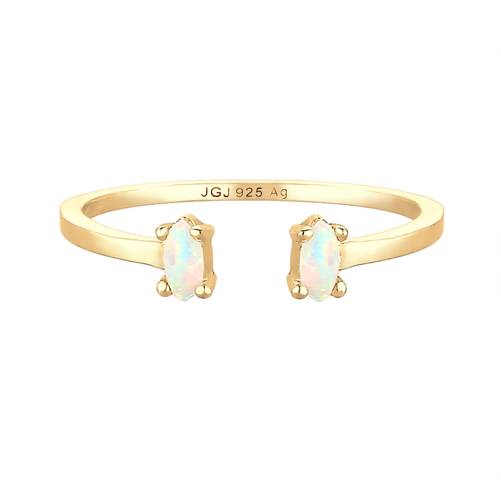 Gold Perhiasan Wanita Perak Asli - Silver Cincin Adjustable Oval Geo Gold Plated