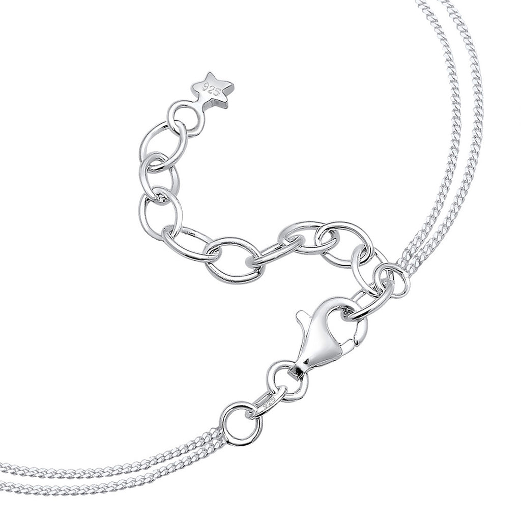 Silver Perhiasan Wanita Perak Asli - Silver Kalung  Choker Layer Astro Half Moon Stars